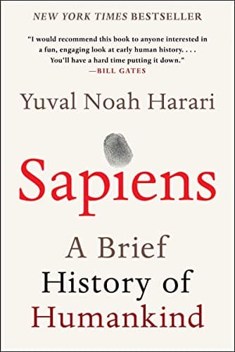 Book cover for Sapiens by Yuval Noah Harari